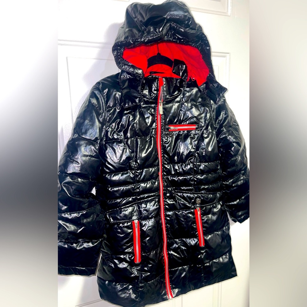 Versace 1969 black girl Puffer Jacket with Red Accents size 14